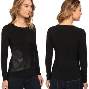 Calvin Klein Faux-Suede and Leather Mix Top